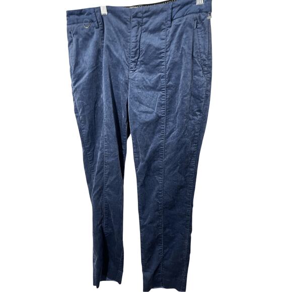 Anthropologie The Essential Slim Velvet Blue Cropped Pants SZ 4 - Picture 5 of 11